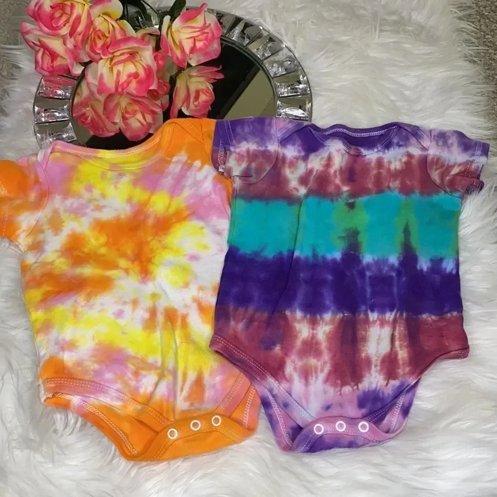 Two Handmade Tie Dyed Onesies Size 18M